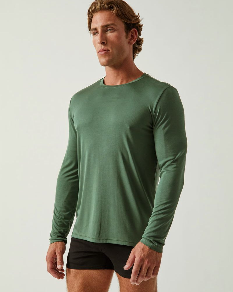 DEEP IVY SOLID STRETCH MODAL CREW NECK LONG SLEEVE TEE ST-9012