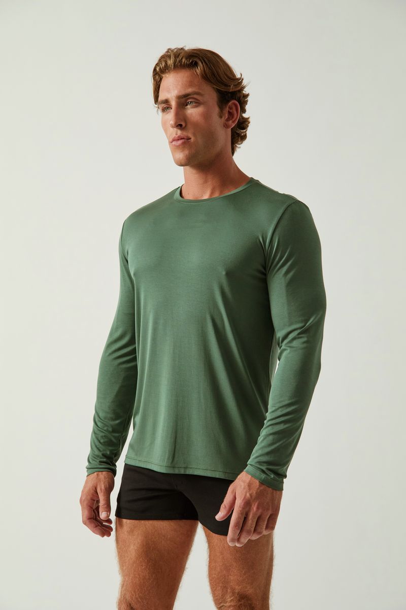 DEEP IVY SOLID STRETCH MODAL CREW NECK LONG SLEEVE TEE ST-9012