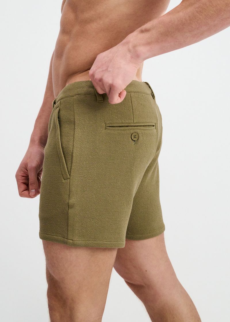 JUNGLE GREEN 5" INSEAM TEXTURED STRETCH KNIT CHINO SHORTS W/ ZIP POCKETS ST-1986-10