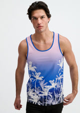 PURPLE/PINK PALMS PRINTED STRETCH MESH TANK ST-11145