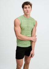 MENTHOL POINTELLE OPEN KNIT VEST ST-24310