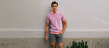 PINK/SKY LEAVES JACQUARD KNIT 3-BUTTON POLO ST-24305