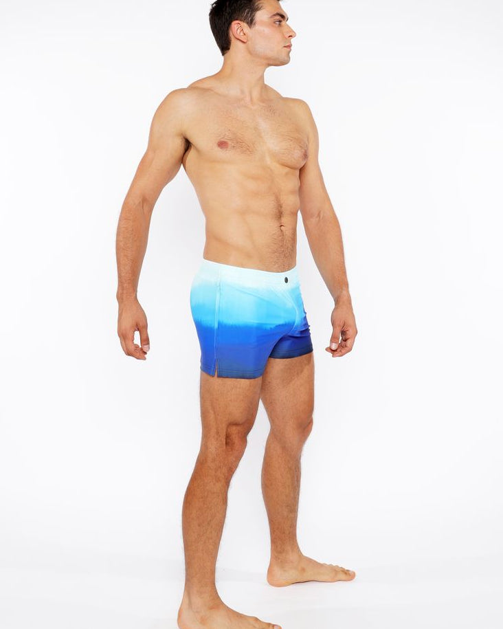 CERULEAN GRADIENT PRINTED SWIM SHORT W/MESH BRIEF LINING ST-8024-05