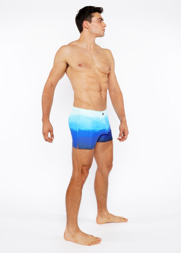 CERULEAN GRADIENT PRINTED SWIM SHORT W/MESH BRIEF LINING ST-8024-05