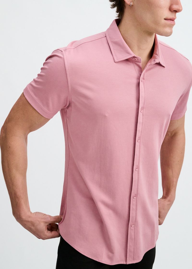 CARNATION SOLID STRETCH JERSEY KNIT SHORT SLEEVE SHIRT ST-963-05