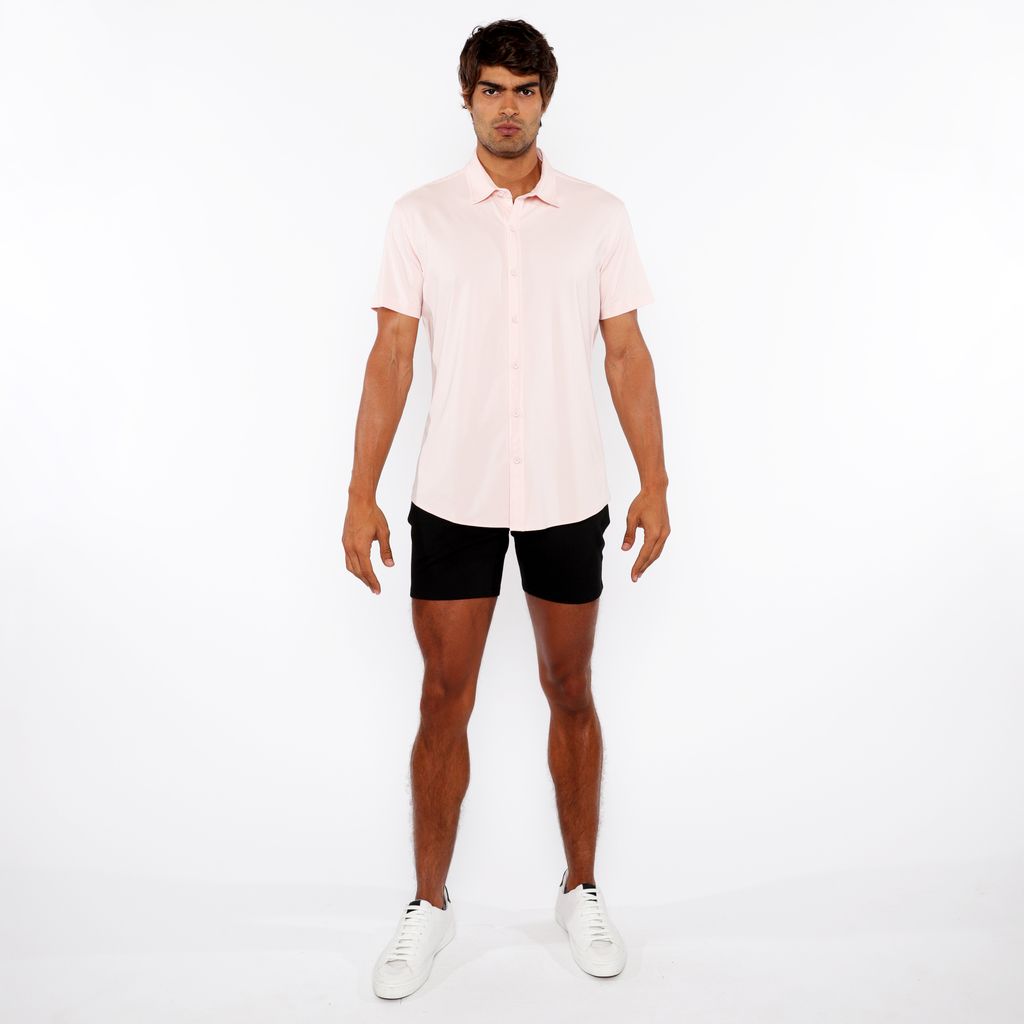 SILK PETAL SOLID STRETCH JERSEY KNIT SHORT SLEEVE SHIRT ST-963-03
