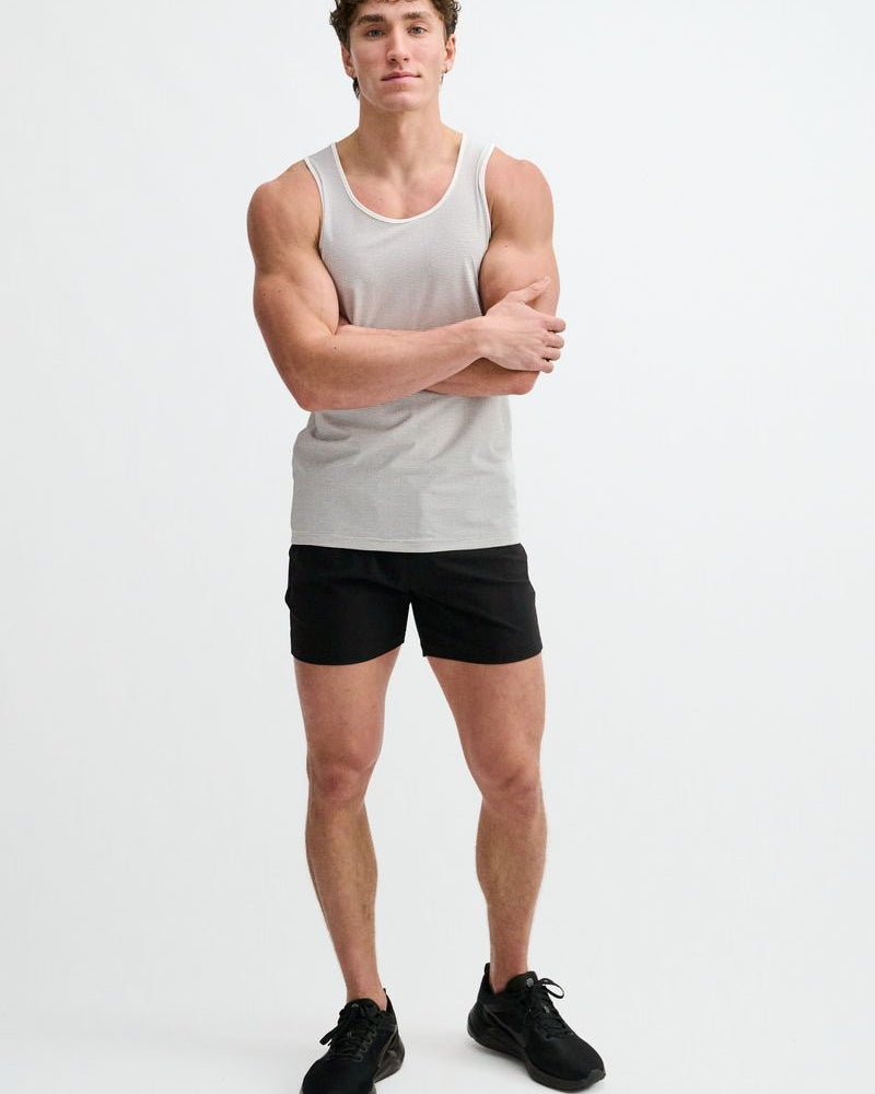 WHITE/BLACK TEXTURED STRETCH MESH PERFORMANCE TANK ST-294