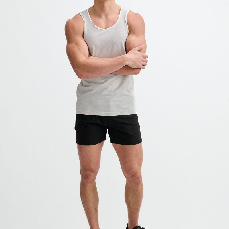 WHITE/BLACK TEXTURED STRETCH MESH PERFORMANCE TANK ST-294
