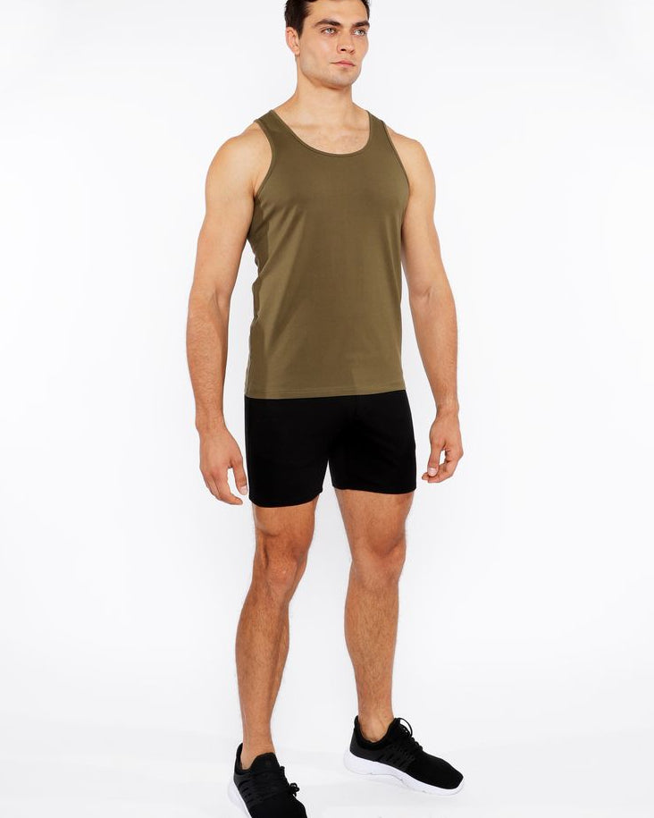 ARMY CIRCLE SPINE LASER CUT STRETCH JERSEY TANK TOP ST-20050