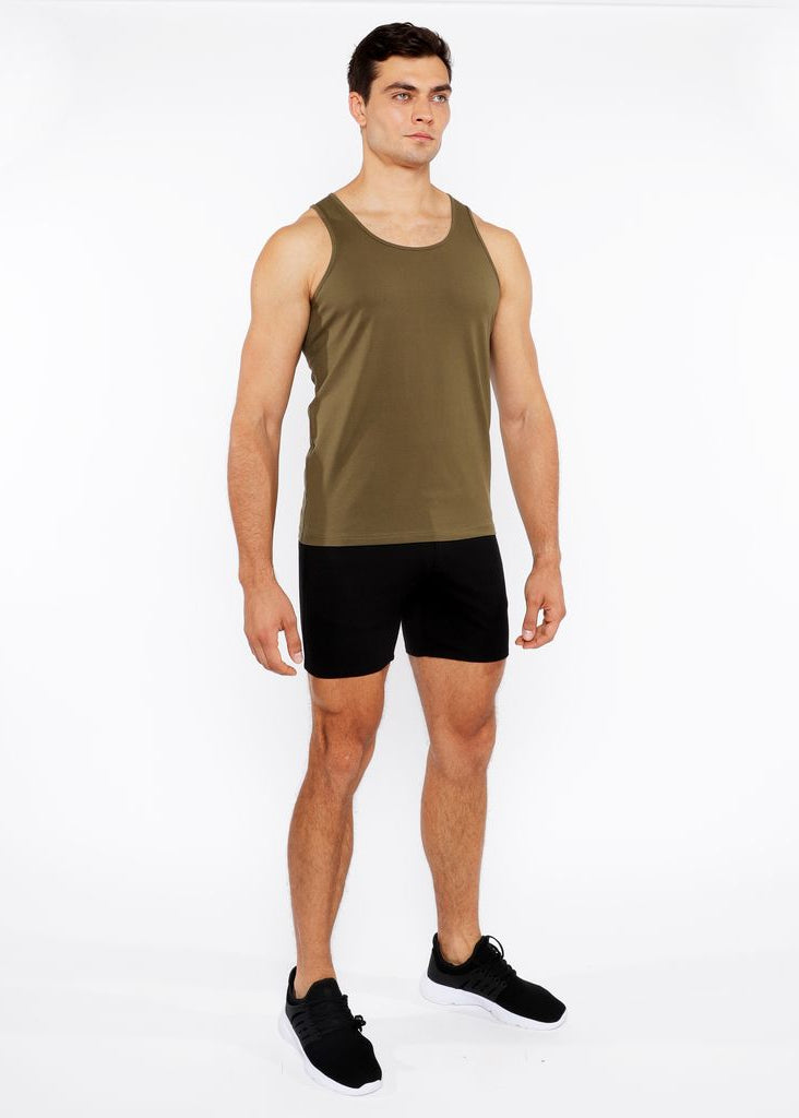 ARMY CIRCLE SPINE LASER CUT STRETCH JERSEY TANK TOP ST-20050