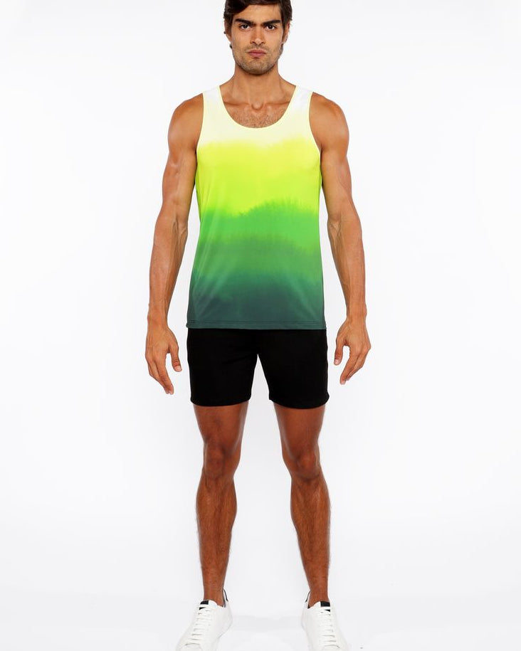 GREEN GRADIENT PRINTED STRETCH MESH TANK TOP ST-11138