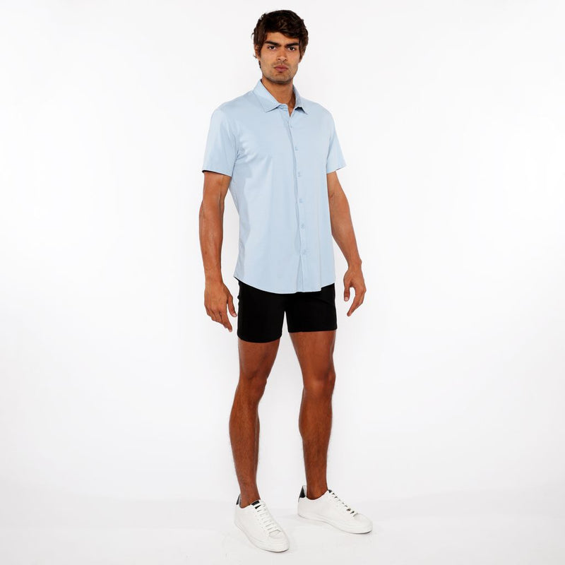 BLUE DEW SOLID STRETCH JERSEY KNIT SHORT SLEEVE SHIRT ST-963-03