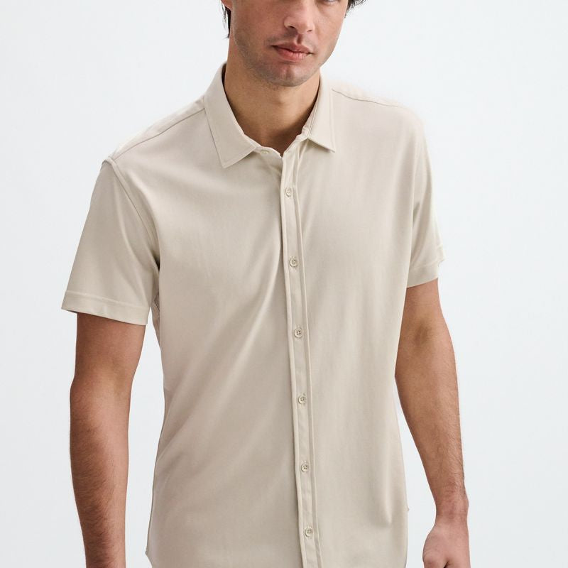 BONE SOLID STRETCH JERSEY KNIT SHORT SLEEVE SHIRT ST-963-05