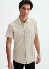 BONE SOLID STRETCH JERSEY KNIT SHORT SLEEVE SHIRT ST-963-05