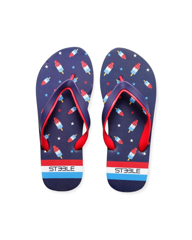 NAVY/RED ROCKET POPS PRINTED FLIP FLOP