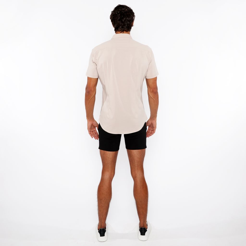 MUSHROOM SOLID STRETCH JERSEY KNIT SHORT SLEEVE SHIRT ST-963-03