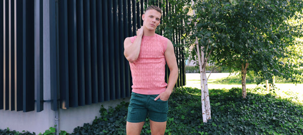 PEACH AMBER DIAMOND POINTELLE KNITTED VEST ST-24301