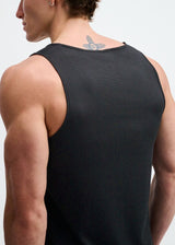 BLACK TEXTURED STRETCH MESH PERFORMANCE TANK ST-293