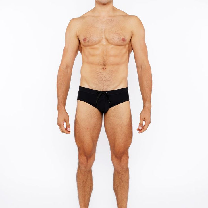 BLACK PINSTRIPE SWIM BRIEF ST-8015-29