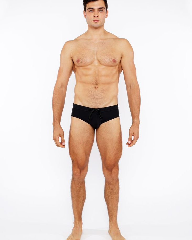 BLACK PINSTRIPE SWIM BRIEF ST-8015-29