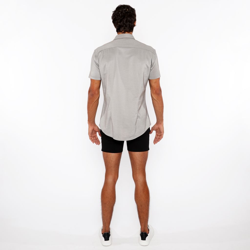 CHESTNUT BROWN SOLID STRETCH JERSEY KNIT SHORT SLEEVE SHIRT W/CONTRAST PLACKET ST-963-04