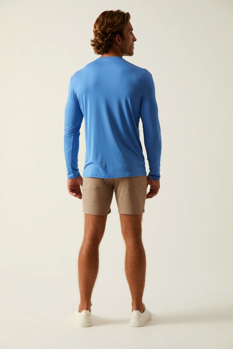 MONARCH BLUE SOLID STRETCH MODAL CREW NECK LONG SLEEVE TEE ST-9012