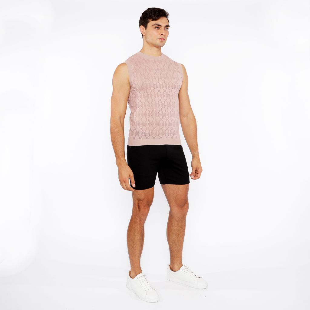 SESAME DIAMOND POINTELLE KNITTED VEST ST-24301