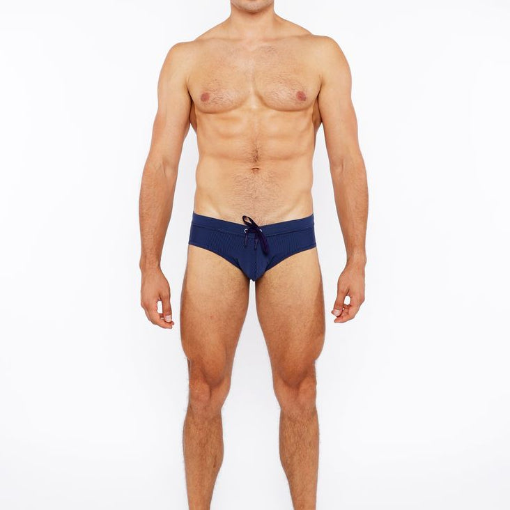 NAVY PINSTRIPE SWIM BRIEF ST-8015-29