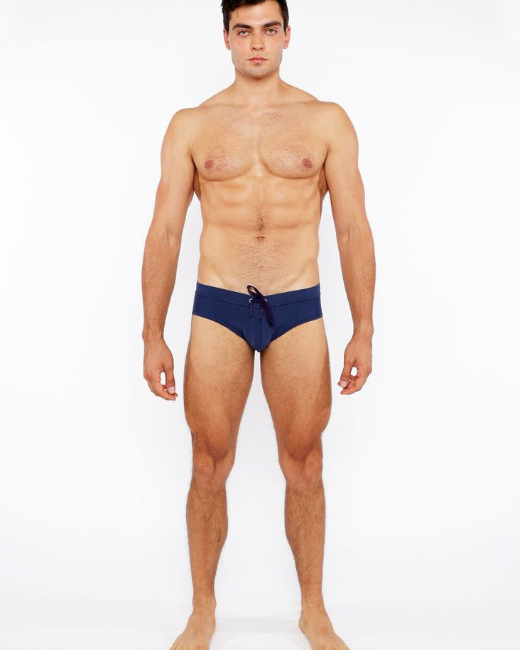 NAVY PINSTRIPE SWIM BRIEF ST-8015-29