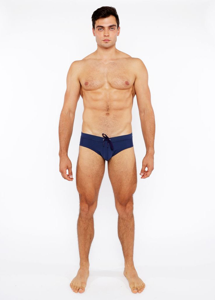 NAVY PINSTRIPE SWIM BRIEF ST-8015-29