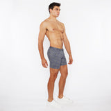 MIDNIGHT/PERIWINKLE BURSTS 5"INSEAM PRINTED STRETCH KNIT JEANS SHORT ST-1932-91