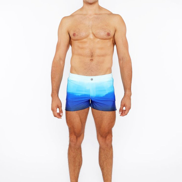 CERULEAN GRADIENT PRINTED SWIM SHORT W/MESH BRIEF LINING ST-8024-05