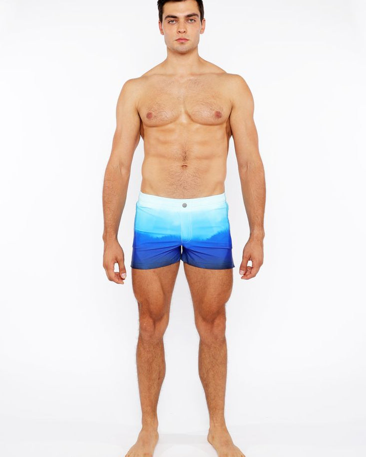 CERULEAN GRADIENT PRINTED SWIM SHORT W/MESH BRIEF LINING ST-8024-05