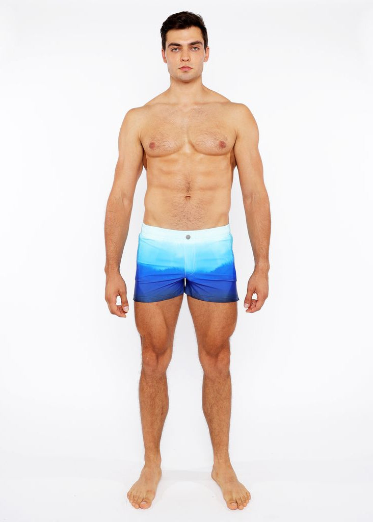 CERULEAN GRADIENT PRINTED SWIM SHORT W/MESH BRIEF LINING ST-8024-05