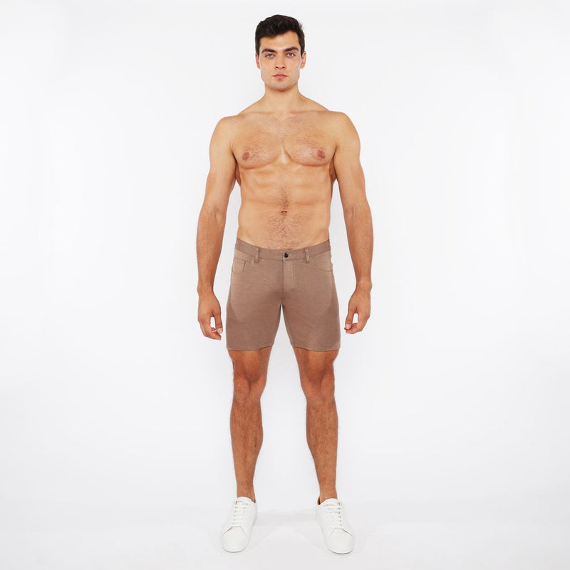 SESAME SEED 5" INSEAM SOLID STRETCH KNIT JEANS SHORTS ST-1932