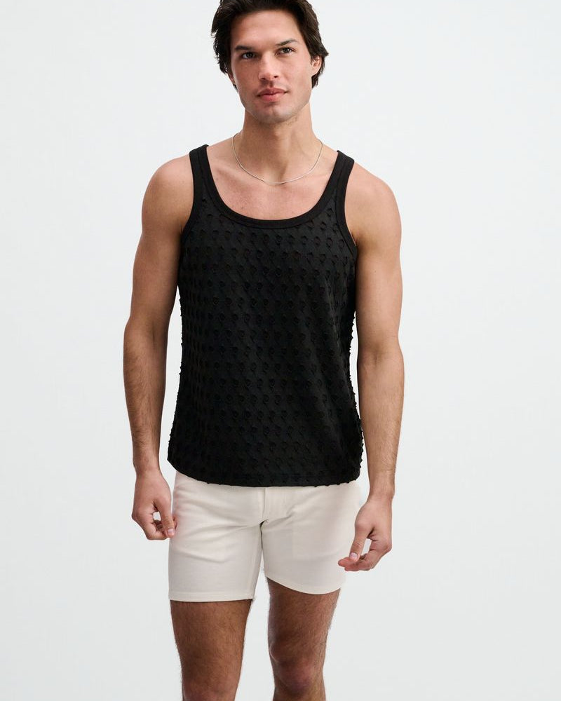 BLACK STRETCH RIPPED KNIT TANK ST-11141
