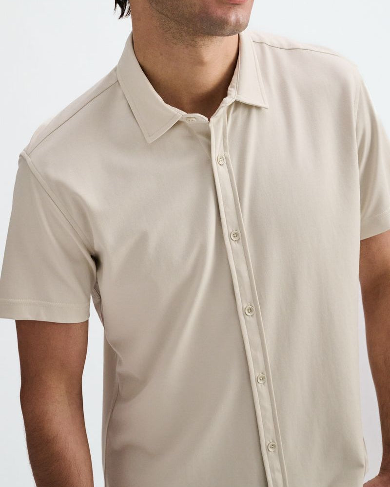 BONE SOLID STRETCH JERSEY KNIT SHORT SLEEVE SHIRT ST-963-05