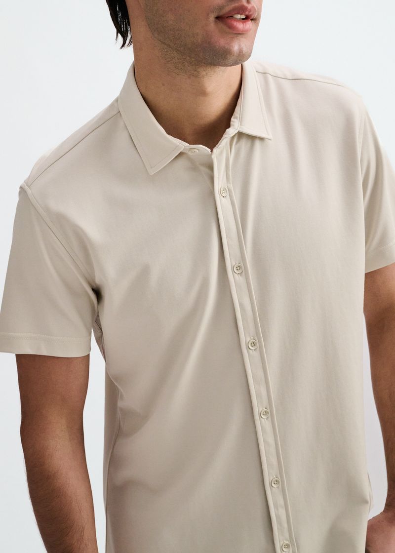 BONE SOLID STRETCH JERSEY KNIT SHORT SLEEVE SHIRT ST-963-05
