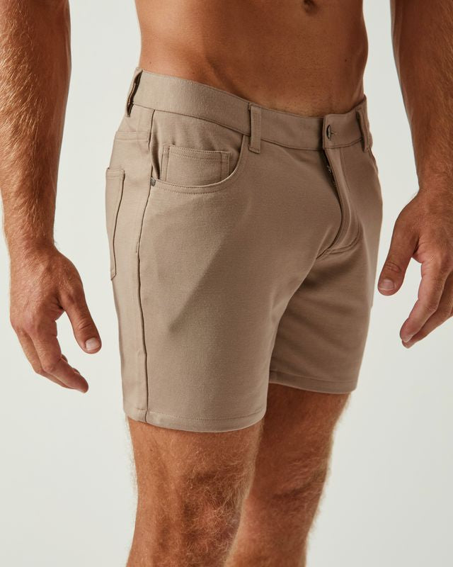 DARK KHAKI 5" INSEAM STRETCH KNIT JEANS SHORTS ST-1932