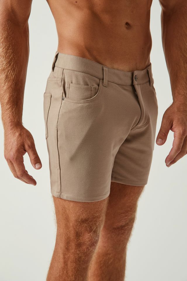 DARK KHAKI 5" INSEAM STRETCH KNIT JEANS SHORTS ST-1932