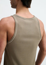 RANGER/WHITE RIB STRETCH COTTON/TENCEL TANK W/FINE PIPING DETAIL STA-16011