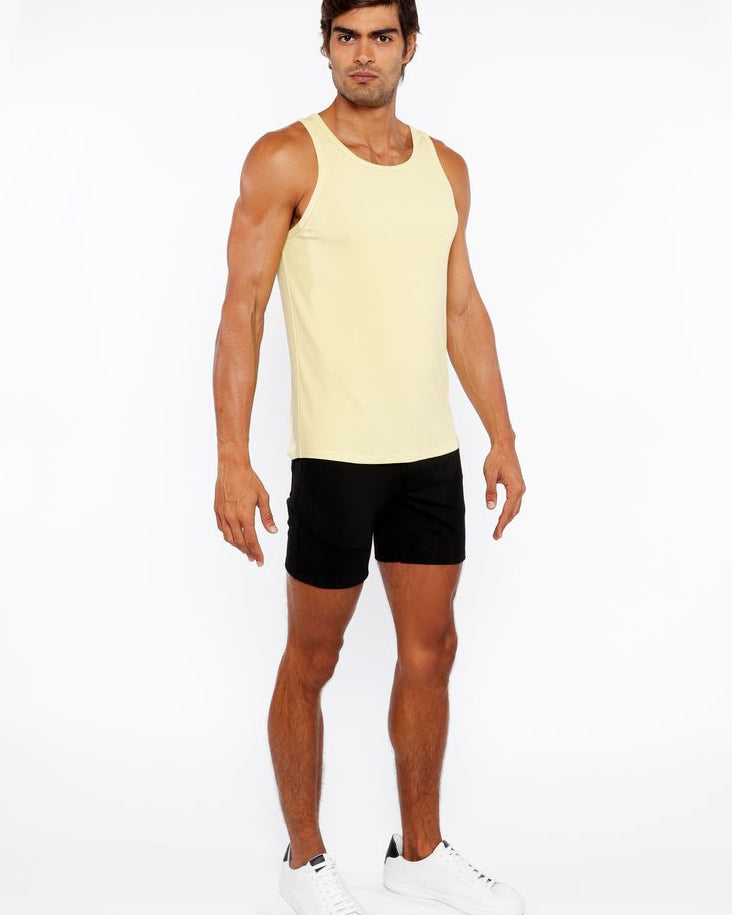 STRAW YELLOW RIB STRETCH MODAL TANK STA-16004-02