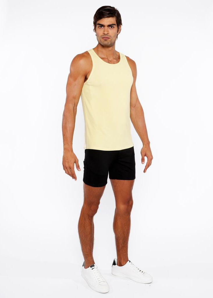STRAW YELLOW RIB STRETCH MODAL TANK STA-16004-02