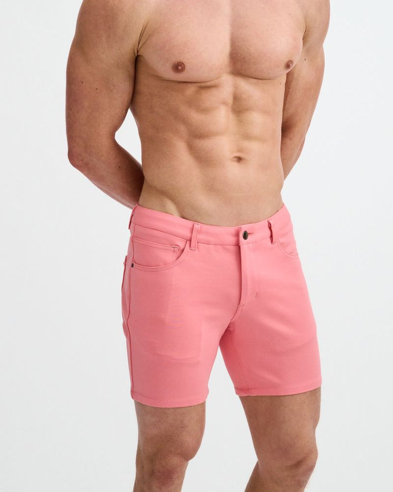 CREPE PINK 5" INSEAM SOLID STRETCH KNIT JEANS SHORT ST-1932