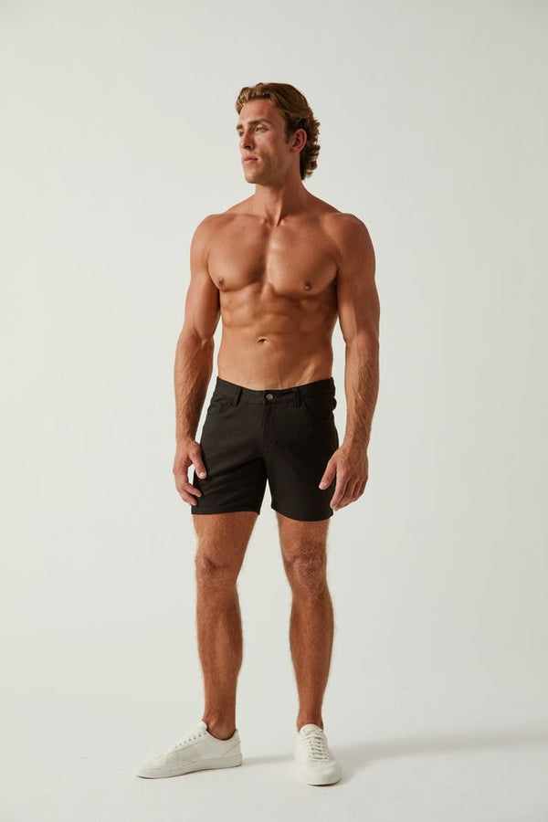 Men's Black Stretch Knit Shorts - 5