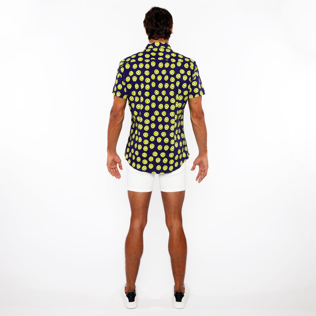NAVY/KIWI FRUITS PRINTED COTTON KNIT JERSEY SHORT SLEEVE SHIRT ST-9330