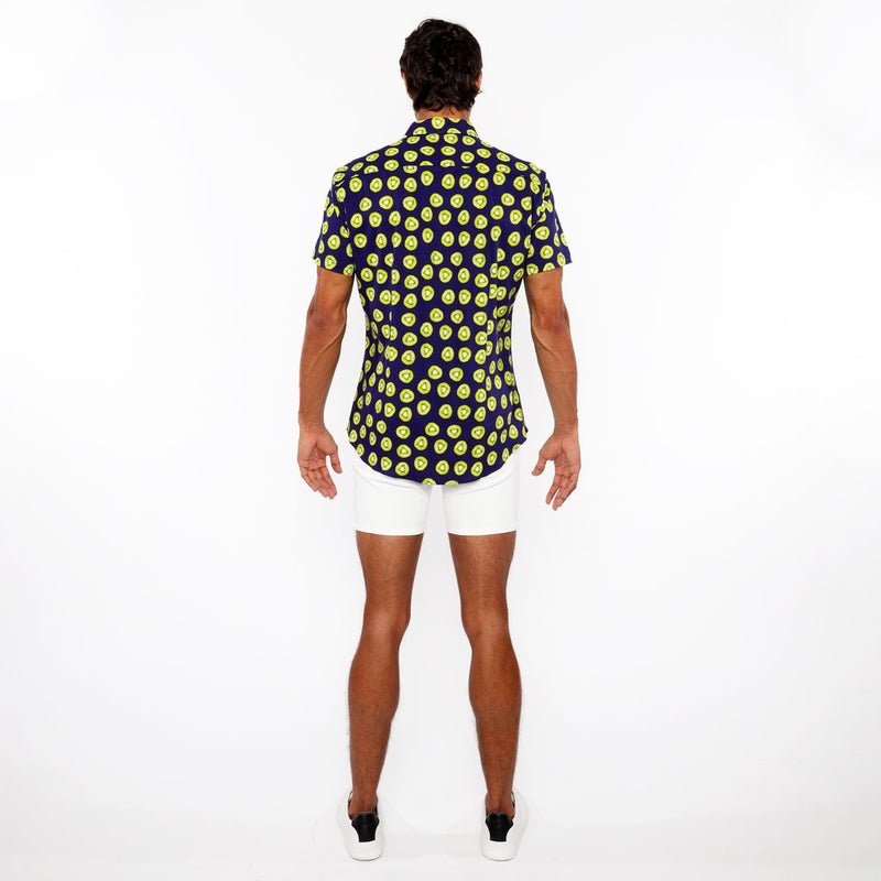 NAVY/KIWI FRUITS PRINTED COTTON KNIT JERSEY SHORT SLEEVE SHIRT ST-9330