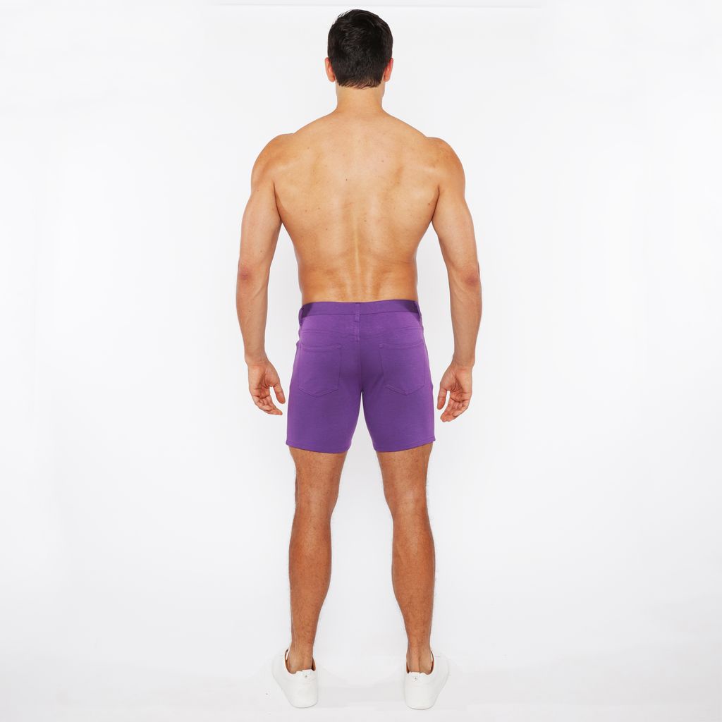 PURPLE TARO 5" INSEAM SOLID STRETCH KNIT JEANS SHORTS ST-1932