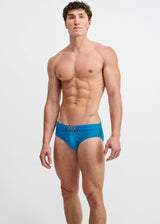 COBALT PINSTRIPE SEERSUCKER SWIM BRIEF W/BUCKLE ST-8028
