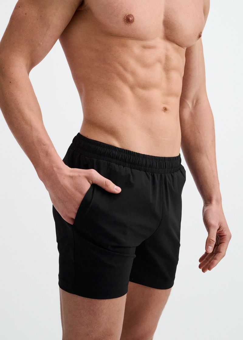 BLACK TEXTURED MESH STRETCH PERFORMANCE SHORTS ST-1466-101